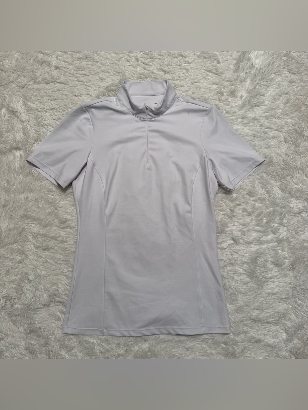Women’s Large White TKEQ Short Sleeve Horseback Riding Show Shirt. Good Conditio